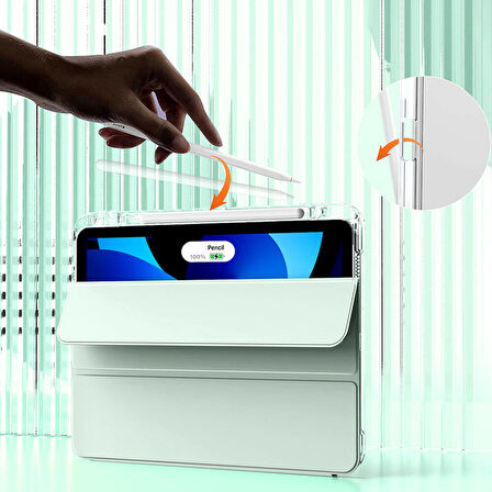 iPad Air 13 2024 Kılıf Magnetik Ayrılabilen Airbagli ​ALT Sliding Tablet Kılıfı - Pembe