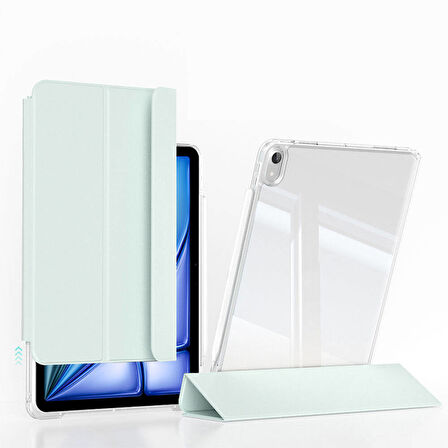 iPad Air 13 2025 M3 Kılıf Magnetik Ayrılabilen Airbagli ​FRMS Sliding Tablet Kılıfı - Pembe