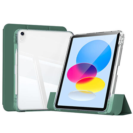 iPad 10.9 2022 (10.Nesil) Kılıf Magnetik Ayrılabilen Airbagli ​ARTH Sliding Tablet Kılıfı - Koyu Ye