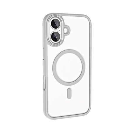 Apple iPhone 16 Kılıf Wireless Şarj Özellikli Zore Krom Magsafe Silikon Kapak-Siyah