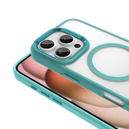 iPhone 16 Pro Kılıf Wireless Şarj Özellikli MKST Krom Magsafe Silikon Kapak-Gümüş