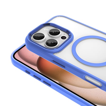 iPhone 16 Pro Kılıf Wireless Şarj Özellikli MKST Krom Magsafe Silikon Kapak-Pembe