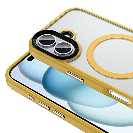 Apple iPhone 16 Plus Kılıf Mat Arka Yüzey Wireless Şarj Özellikli Zore Flet Magsafe Kapak-Siyah
