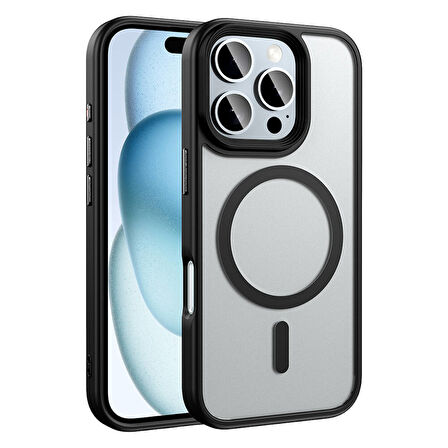 iPhone 16 Pro Max Kılıf Mat Arka Yüzey Wireless Şarj Özellikli Flet Magsafe Kapak