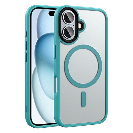 Apple iPhone 16 Plus Kılıf Mat Arka Yüzey Wireless Şarj Özellikli Zore Flet M-safe Kapak