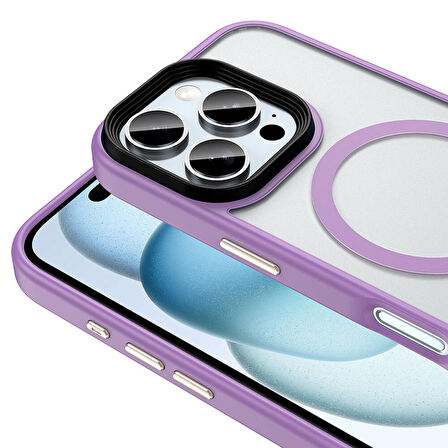 Apple iPhone 16 Pro Max Kılıf Mat Arka Yüzey Wireless Şarj Özellikli Zore Flet Magsafe Kapak-Gümüş