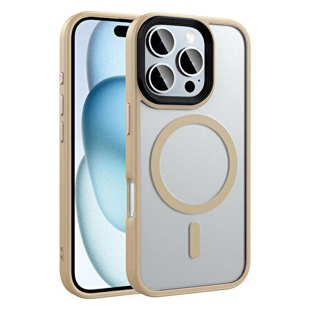 iPhone 16 Pro Kılıf Mat Arka Yüzey Wireless Şarj Özellikli Flet Magsafe Kapak