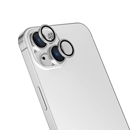 iPhone 16 Plus Ensueno CL-15 Parmak İzi Bırakmayan Anti-Reflective Kamera Lens Koruyucu-Gümüş