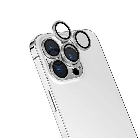 Apple iPhone 16 Pro Zore CL-15 Parmak İzi Bırakmayan Anti-Reflective Kamera Lens Koruyucu-Gümüş