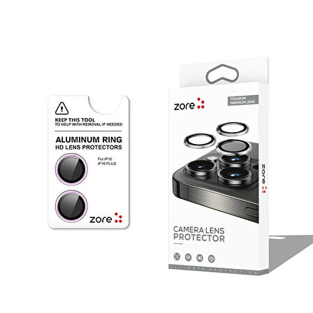 Apple iPhone 16 Plus Zore CL-12 Premium Safir Parmak İzi Bırakmayan Anti-Reflective Kamera Lens Koru