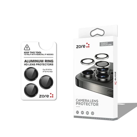 Apple iPhone 16 Pro Zore CL-12 Premium Safir Parmak İzi Bırakmayan Anti-Reflective Kamera Lens Koruy
