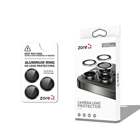 Apple iPhone 16 Pro Max Zore CL-12 Premium Safir Parmak İzi Bırakmayan Anti-Reflective Kamera Lens K