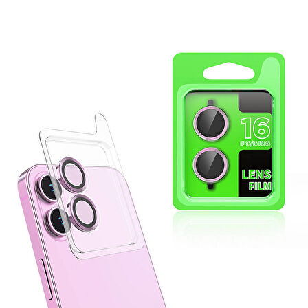 iPhone 16 Plus Ensueno CL-07 Kamera Lens Koruyucu-Pembe