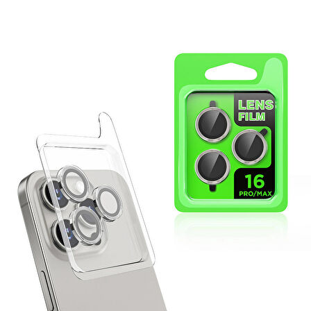 Apple iPhone 16 Pro Ensueno CL-07 Kamera Lens Koruyucu-Titanyum-Gri