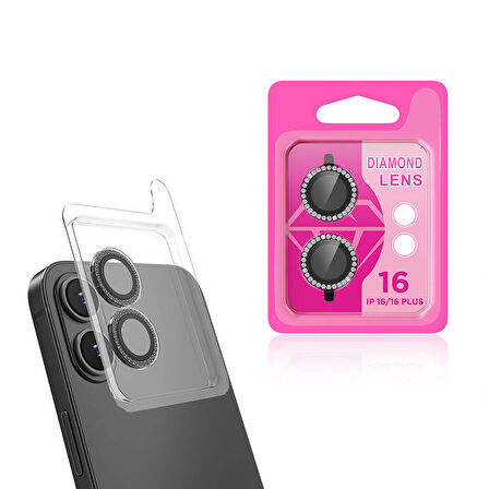 Apple iPhone 16 Plus Zore CL-06 Kamera Lens Koruyucu-Siyah