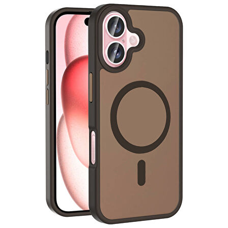 iPhone 16 Plus Kılıf Magsafe Şarj Özellikli Mat Arka Yüzey Zore Sio Kapak-Rose Gold