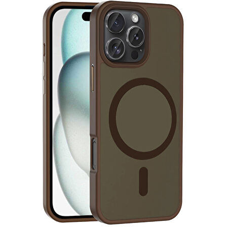 iPhone 16 Pro Kılıf Magsafe Şarj Özellikli Mat Arka Yüzey Zore Sio Kapak-Rose Gold