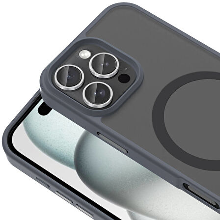 Vendas iPhone 16 Pro Max Kılıf Magsafe Şarj Özellikli Mat Arka Yüzey Zore Sio Kapak-Derin Mor