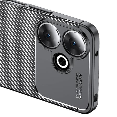 Xiaomi Redmi 13 4G Kılıf Karbon Görünümlü Silikon Kamera Korumalı Üstün Koruma Novatech
