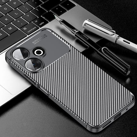 Xiaomi Redmi 13 4G Kılıf Karbon Görünümlü Silikon Kamera Korumalı Üstün Koruma Novatech