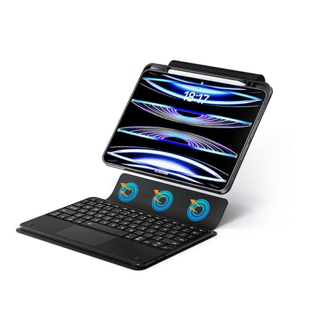 iPad Pro 11 2024 ​NRTK Border Keyboard Bluetooh Bağlantılı Standlı Klavyeli Tablet Kılıfı - Siyah