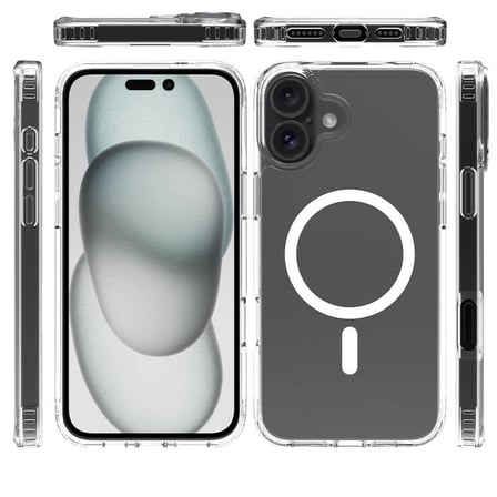 iPhone 16 Plus Kılıf Kalın Silikon MagSafe Kamera Yükseltili Şeffaf Alan Tech