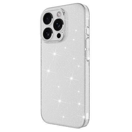 Apple iPhone 16 Pro Kılıf Parlayan Simli Şeffaf Zore Redos Kapak-Şeffaf