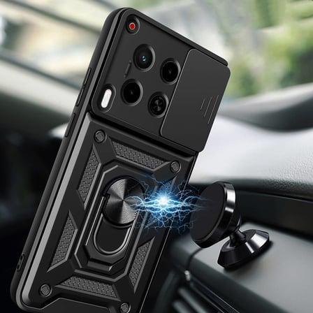 Tecno Camon 30 Kılıf Sürgülü Kamera Koruyucu Manyetik Standlı Tank Koruma TKMR