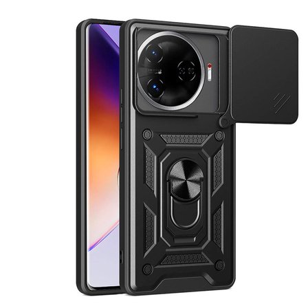 Tecno Camon 30 Pro 5G Kılıf Magnetik Standlı Kamera Korumalı NRTK Sürgülü Vega Kapak-Siyah