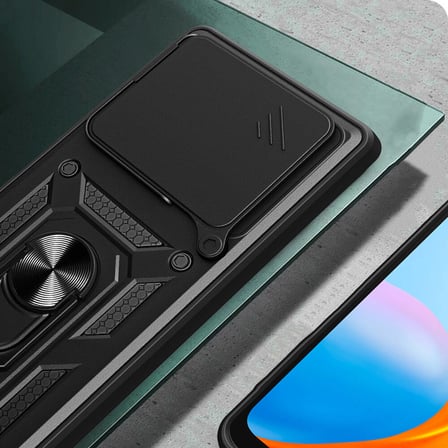 Tecno Camon 30 Pro 5G Kılıf Magnetik Standlı Kamera Korumalı NRTK Sürgülü Vega Kapak-Siyah