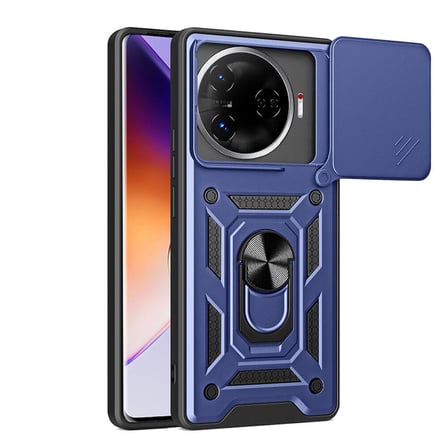 Tecno Camon 30 Pro 5G Kılıf Magnetik Standlı Kamera Korumalı NRTK Sürgülü Vega Kapak-Mavi