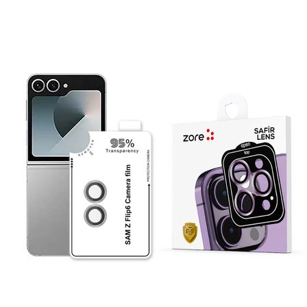 Galaxy Z Flip 6 Zore CL-11 Safir Parmak İzi Bırakmayan Anti-Reflective Kamera Lens Koruyucu-Gümüş