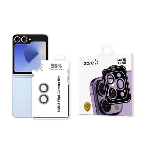 Galaxy Z Flip 6 Zore CL-11 Safir Parmak İzi Bırakmayan Anti-Reflective Kamera Lens Koruyucu-Mavi