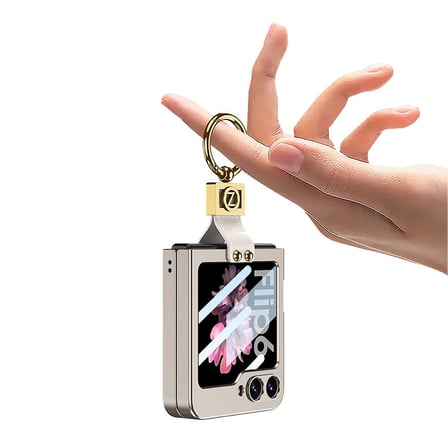 Galaxy Z Flip 6 Kılıf MKST Z Harfli Yüzüklü Kıpta Kapak-Titanyum-Gri