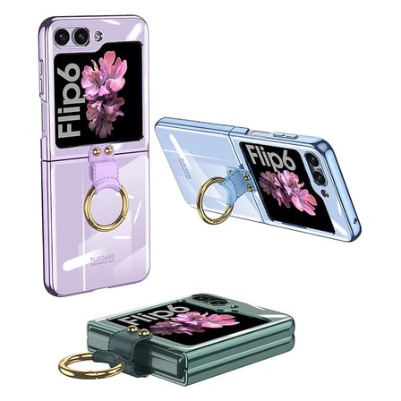 Galaxy Z Flip 6 Kılıf NRTK Yüzüklü Kıpta Kapak-Lila