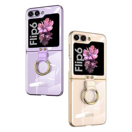 Galaxy Z Flip 6 Kılıf NRTK Yüzüklü Kıpta Kapak-Gold