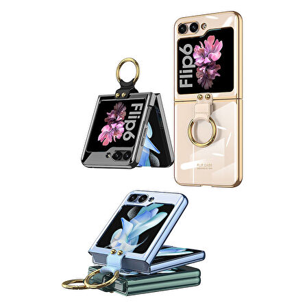 Galaxy Z Flip 6 Kılıf Zore Yüzüklü Kıpta Kapak-Koyu Yeşil