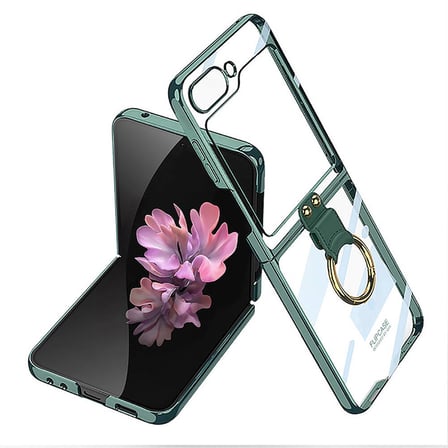 Galaxy Z Flip 6 Kılıf Zore Yüzüklü Kıpta Kapak-Koyu Yeşil