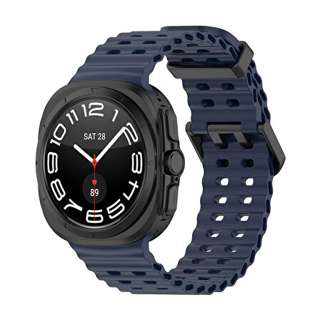 Galaxy Watch Ultra 47mm Zore KRD-118 Tırtıklı Tasarım Silikon Kordon-Midnight Blue