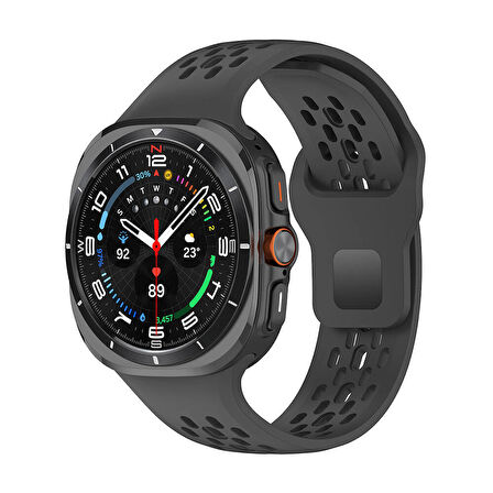 Galaxy Watch Ultra 47mm Zore KRD-119 Delikli Tasarım Silikon Kordon-Siyah