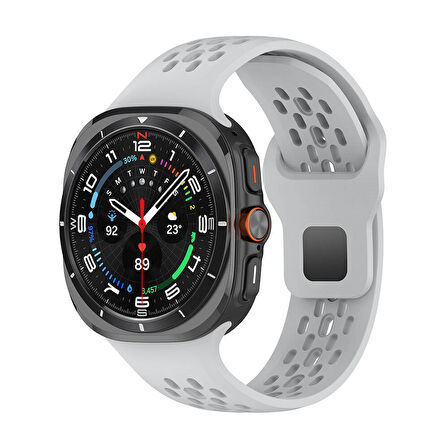 Galaxy Watch Ultra 47mm Zore KRD-119 Delikli Tasarım Silikon Kordon-Gri