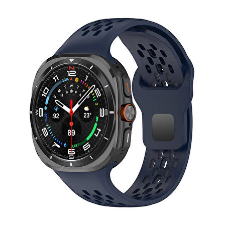 Galaxy Watch Ultra 47mm Zore KRD-119 Delikli Tasarım Silikon Kordon-Midnight Blue