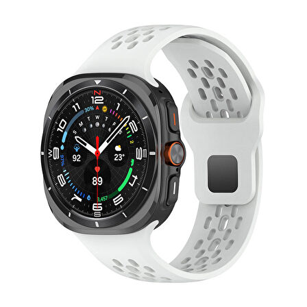 Galaxy Watch Ultra 47mm Zore KRD-119 Delikli Tasarım Silikon Kordon-Beyaz