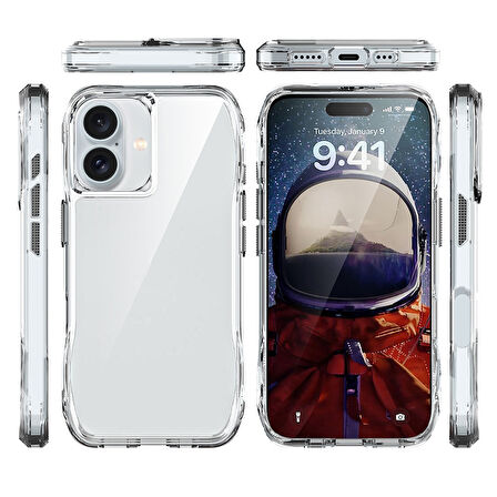 iPhone 16 Plus Kılıf AirBagli Şeffaf Zore İncek Kapak-Şeffaf