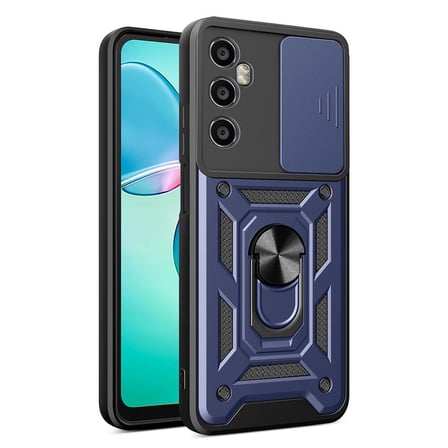 Realme C65 4G Kılıf Magnetik Standlı Kamera Korumalı NRTK Sürgülü Vega Kapak - Mavi