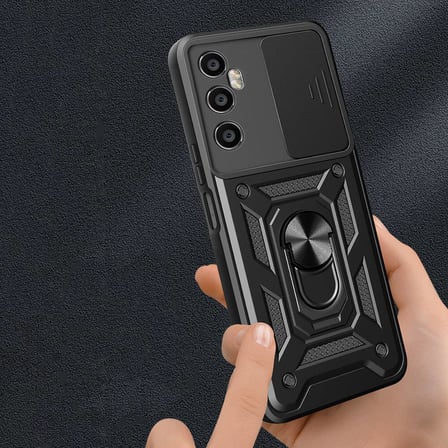Realme C65 4G Kılıf Magnetik Standlı Kamera Korumalı NRTK Sürgülü Vega Kapak - Mavi