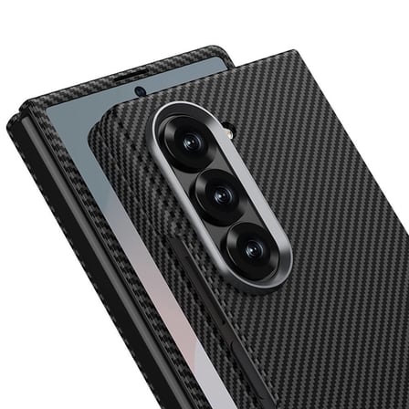 Galaxy Z Fold 6 Uyumlu Kamera Korumalı Karbon Fiber Tasarımlı Arka Yüzey MKST Kıpta Karbon Kapak