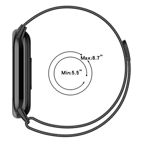 Xiaomi Smart Band 8 Zore KRD-01 Metal Kordon-Siyah