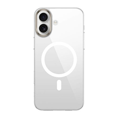Apple iPhone 16 Plus Kılıf Magsafe Şarj Özellikli Şeffaf Cam Arka Yüzey Zore G-Glass Kapak-Şeffaf