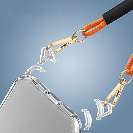 iPhone 15 Pro Max Kılıf AirBagli Takılabilir Askı Aparatlı Zore Snap Silikon Kapak-Şeffaf